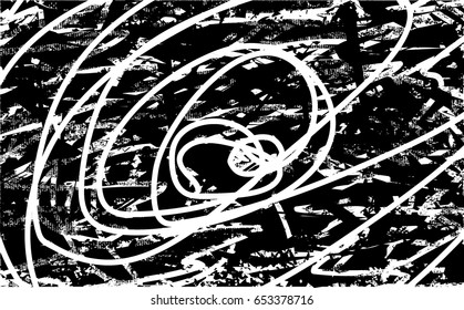 Background black and white abstract texture vector with  dark spots, nets, lines and scratches