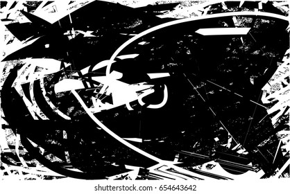 Background black and white abstract texture vector with  dark spots, lines and scratches