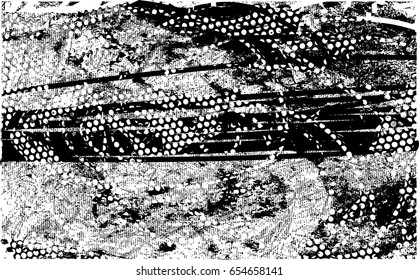 Background black and white abstract texture vector with  dark spots, nets, lines and scratches