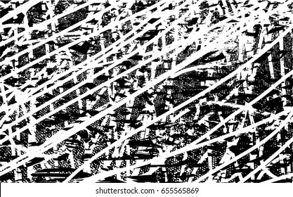 Background black and white abstract texture vector with  dark spots, pale nets, lines and drawing