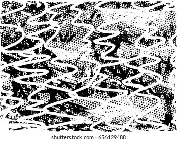 Background black and white abstract texture vector with  dark spots, pale nets, lines and drawing