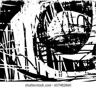 Background black and white abstract texture vector with  dark spots and lines