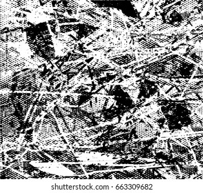 Background black and white abstract texture vector with  dark spots and lines 