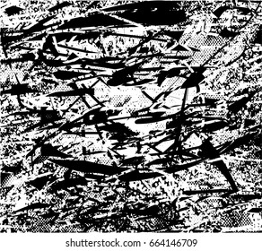 Background black and white abstract texture vector with  dark spots, scratches and lines 