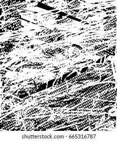 Background black and white abstract texture vector with  dark spots, scratches, nets and lines 