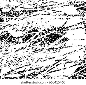 Background black and white abstract texture vector with  dark spots, scratches, nets and lines 