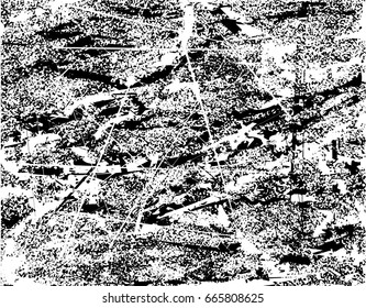 Background black and white abstract texture vector with  dark spots, scratches and lines