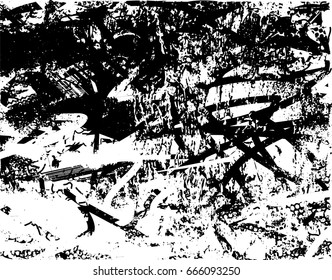 Background black and white abstract texture vector with  dark spots, scratches and lines