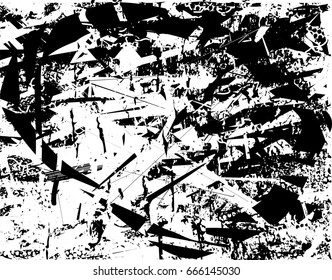 Background black and white abstract texture vector with  dark spots, scratches and lines