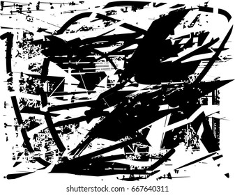 Background black and white abstract texture vector with  dark spots, scratches and lines
