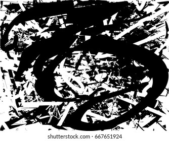 Background black and white abstract texture vector with  dark spots, scratches and lines