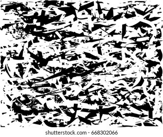 Background black and white abstract texture vector with  dark spots, scratches and lines