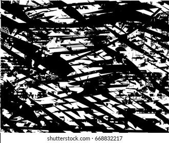 Background black and white abstract texture vector with  dark spots, scratches and lines