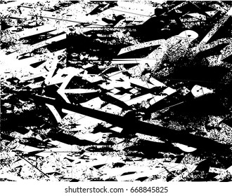 Background black and white abstract texture vector with  dark spots, scratches and lines