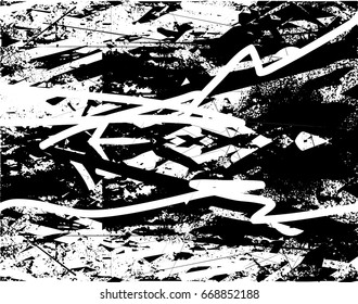 Background black and white abstract texture vector with  dark spots, scratches and lines
