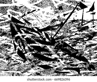 Background black and white abstract texture vector with  dark spots and lines 