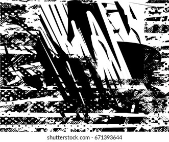 Background black and white abstract  texture vector with  dark spots, nets,scratches and lines