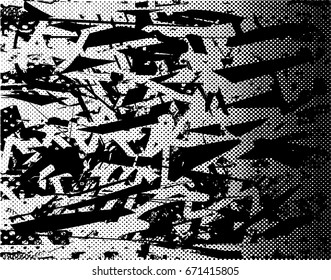 Background black and white abstract  texture vector with  dark spots, nets,scratches and lines