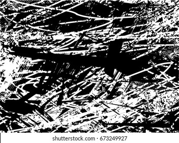 Background black and white abstract  texture vector with  dark spots, scratches and lines