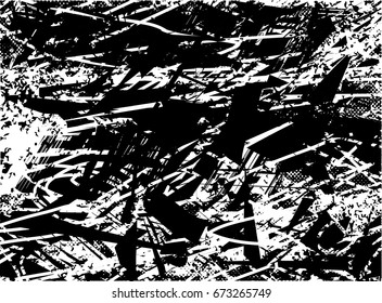Background black and white abstract  texture vector with  dark spots, scratches and lines