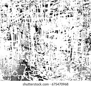 Background black and white abstract  texture vector illustration with  dark spots, scratches and lines
