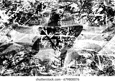 Background black and white  abstract  texture vector illustration with  dark spots dots, ,scratches and lines