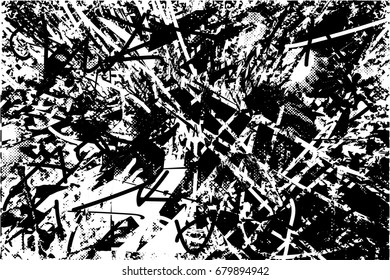 Background black and white  abstract  texture vector illustration with  dark spots dots, scratches and lines