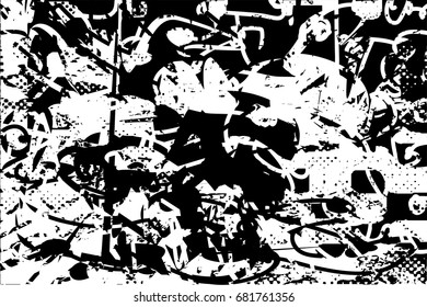 Background black and white  abstract  texture vector illustration with  dark spots,scratches and lines