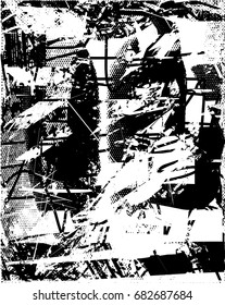 Background black and white  abstract  texture vector illustration with  dark spots,dots, scratches and lines