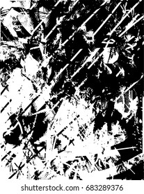 Background black and white  abstract  texture vector illustration with  dark spots,dots, scratches and lines