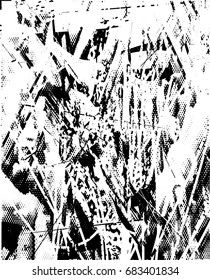 Background black and white  abstract  texture vector illustration with  dark spots,dots, scratches and lines