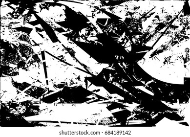 Background black and white  abstract  texture vector illustration with  dark spots,dots, scratches and lines