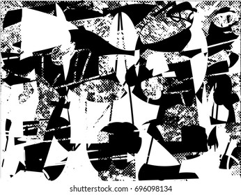 Background black and white  abstract  texture vector illustration with  dark spots,dots, scratches and lines