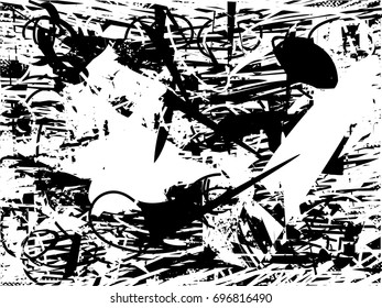 Background black and white  abstract  texture vector illustration with  dark spots,dots, scratches and lines