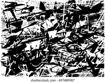Background black and white  abstract  texture vector illustration with  dark spots,dots, scratches and lines