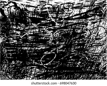 Background black and white  abstract  texture vector illustration with  dark spots,dots, scratches and lines