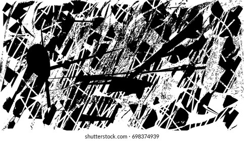 Background black and white  abstract  texture vector illustration with  dark spots,dots, scratches and lines