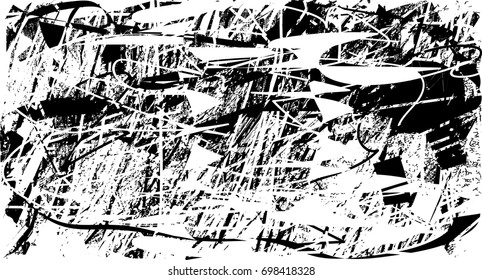 Background black and white  abstract  texture vector illustration with  dark spots, grass like structure,  scratches and lines