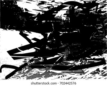 Background black and white  abstract  texture vector illustration with  dark spots,  scratches, dots and lines