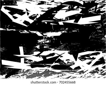 Background black and white  abstract  texture vector illustration with  dark spots,  scratches, dots and lines