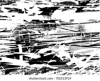 Background black and white  abstract  texture vector illustration with  dark spots,  scratches, dots and lines