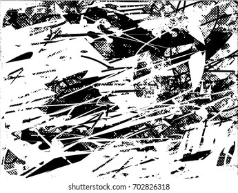 Background black and white  abstract  texture vector illustration with  dark spots,  scratches, dots and lines