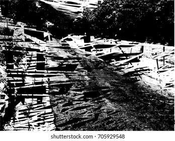 Background black and white  abstract  texture vector illustration with  dark spots,  scratches, dots and lines