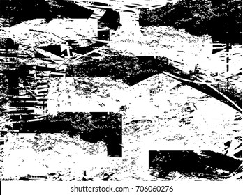 Background black and white  abstract  texture vector illustration with  dark spots,  scratches, dots and lines