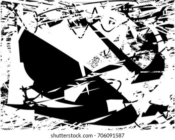 Background black and white  abstract  texture vector illustration with  dark spots,  scratches, dots and lines