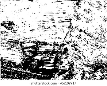 Background black and white  abstract  texture vector illustration with  dark spots,  scratches, dots and lines