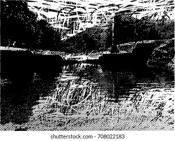 Background black and white  abstract  texture vector illustration with  dark spots,  scratches, dots and lines Print Distress Background