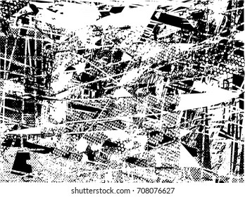Background black and white  abstract  texture vector illustration with  dark spots,  scratches, dots and lines Print Distress Background