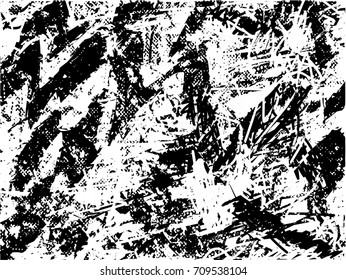 Background black and white  abstract  texture vector illustration with  dark spots,  scratches, dots and lines Print Distress Background