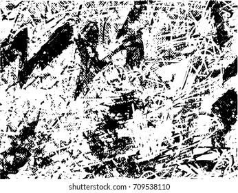 Background black and white  abstract  texture vector illustration with  dark spots,  scratches, dots and lines Print Distress Background